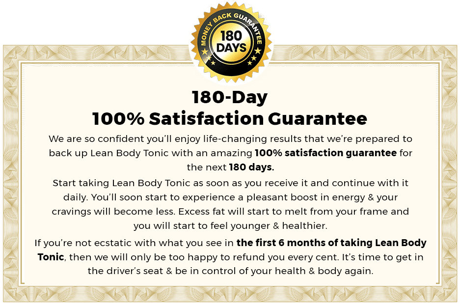 nagano lean body tonic 180 days guarantee